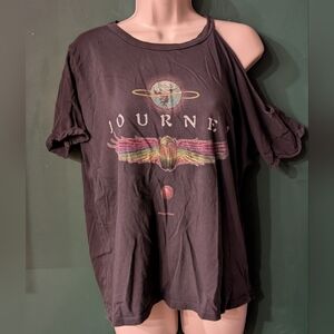 Lauren Moshi Journey Cutout Shoulder Dark Gray Short Sleeve T-Shirt Sz Xs